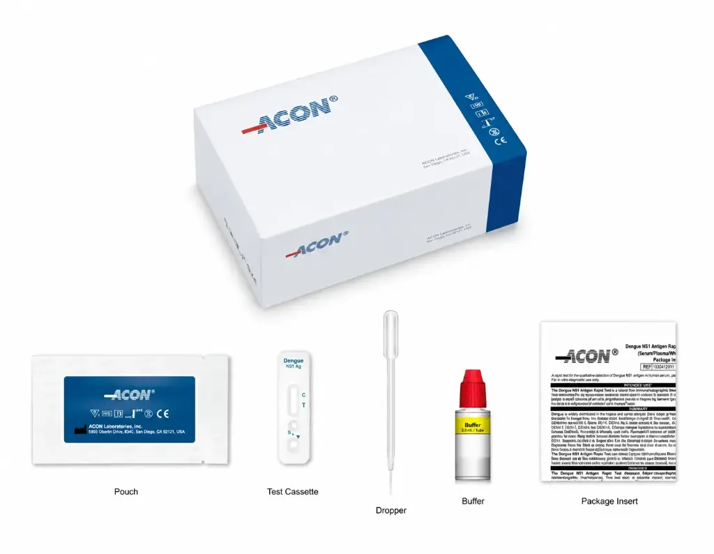 Khay thử xét nghiệm định tính kháng nguyên Dengue NS1 [ACON® Dengue NS1 Antigen Rapid Test Cassette (Serum/Plasma/Whole Blood)]