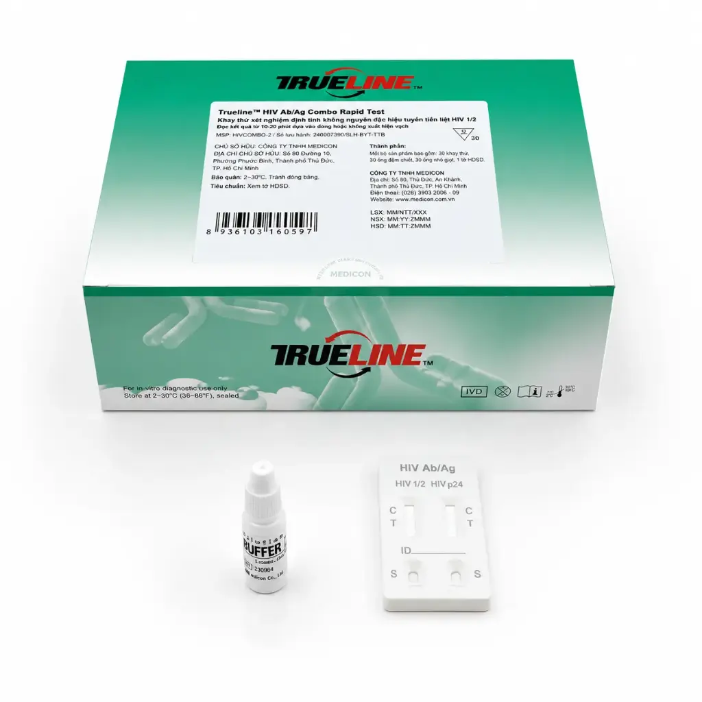 Khay thử xét nghiệm định tính kháng nguyên p24 và kháng thể kháng HIV 1/2 [Trueline™ HIV Ab/Ag Combo Rapid Test]