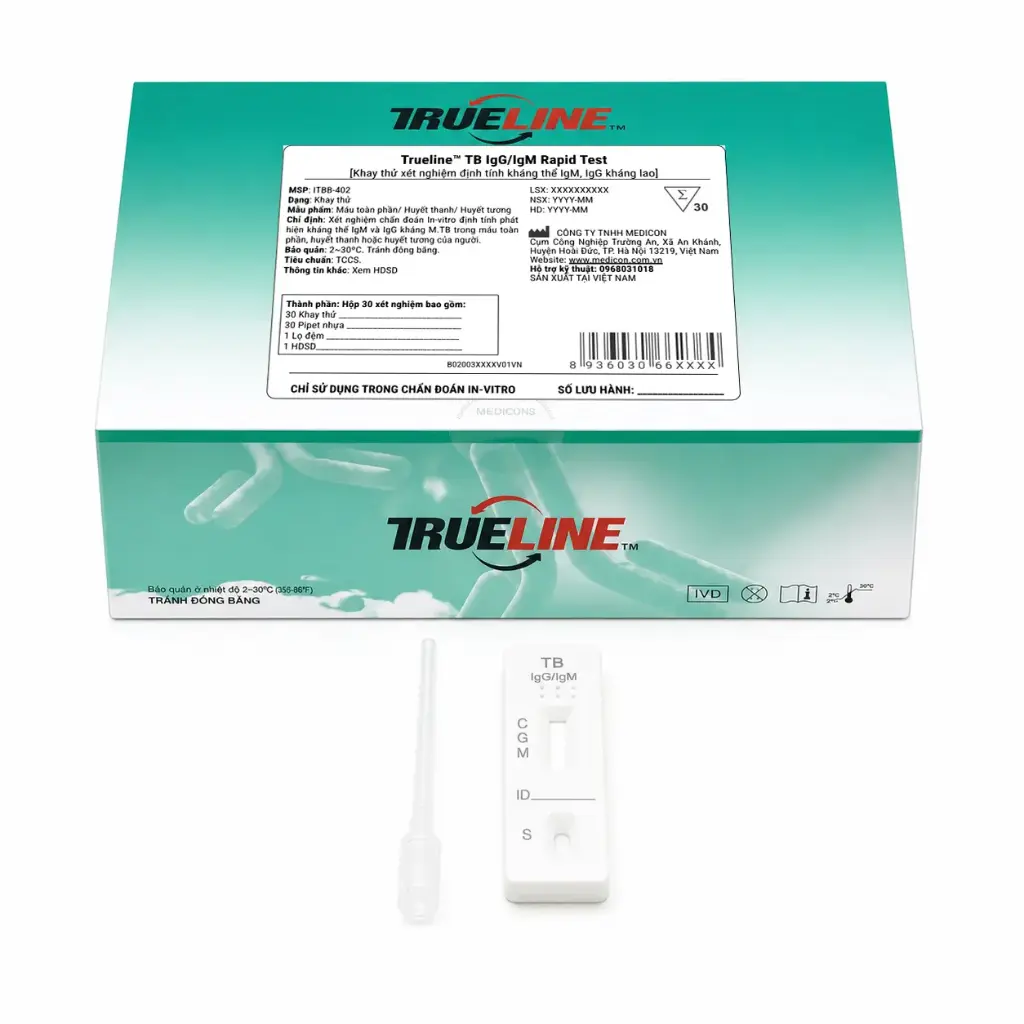 Khay thử xét nghiệm định tính kháng thể IgM, IgG kháng lao [Trueline™ TB IgG/IgM Rapid Test]