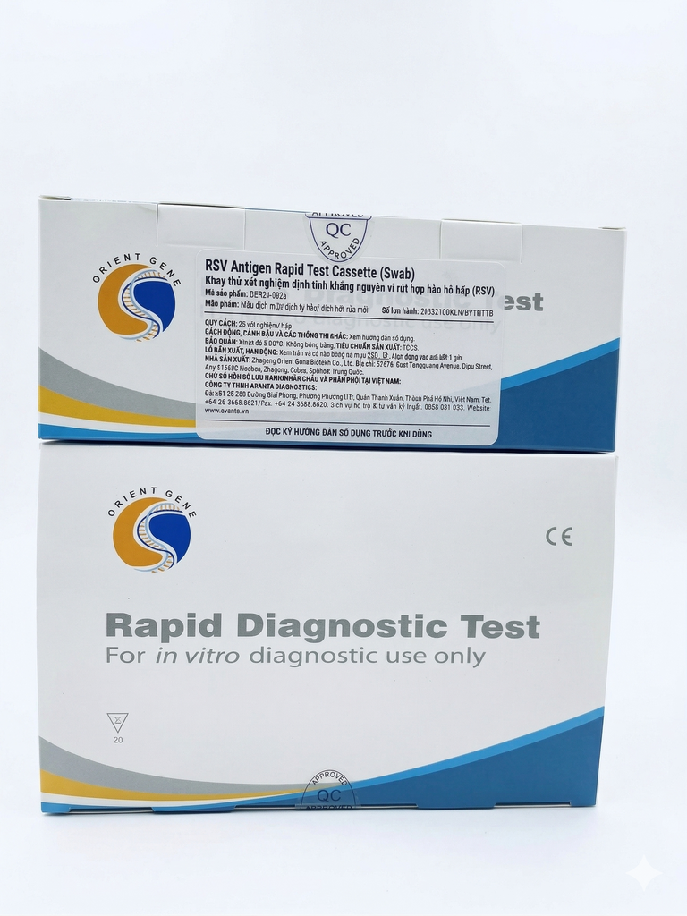 Khay thử xét nghiệm định tính kháng nguyên vi rút hợp bào hô hấp [RSV) (Orient Gene - RSV Antigen Rapid Test Cassette (Swab)]