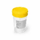 Lọ mẫu phân nhựa PP 60ml, nắp vàng, có nhãn [Medisure™ Stool sample container PP 60ml, yellow cap, label]