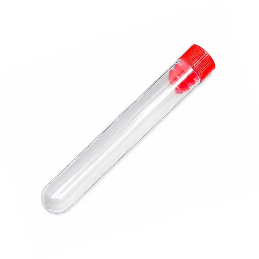 Ống nghiệm nhựa PS 16x100mm, nút đỏ [Medisure™ Test tube PS 16x100mm, red plug]