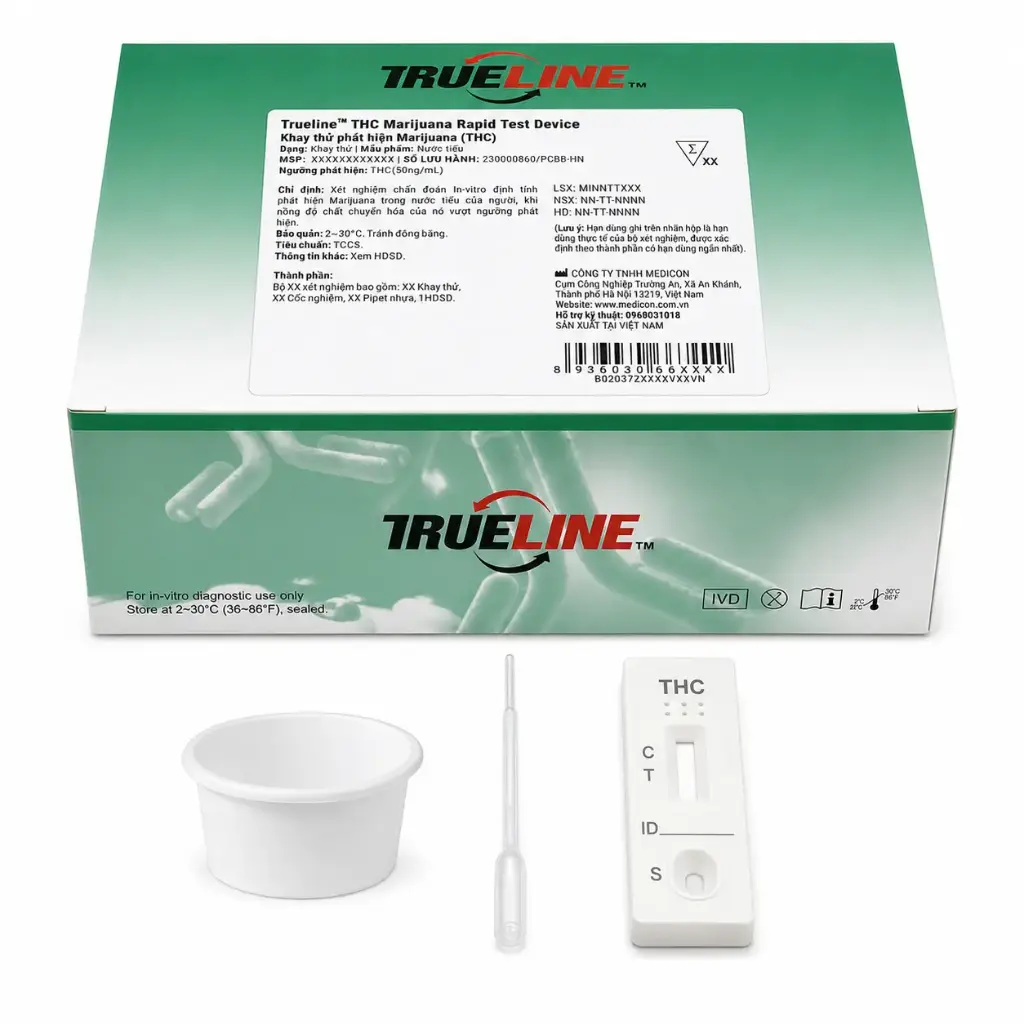 Khay thử xét nghiệm định tính Marijuana [Trueline™ THC Marijuana Rapid Test Device]