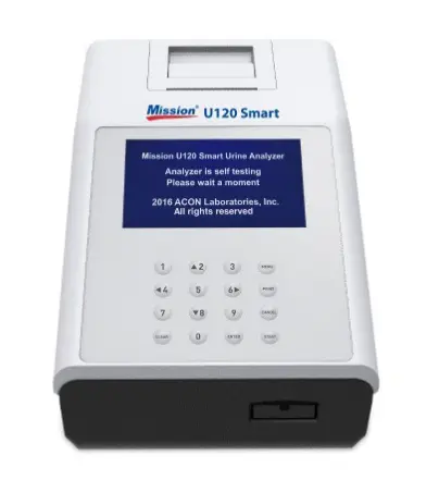 G020301: 01 Máy phân tích nước tiểu Mission® U120 Smart, 01 x hộp 100 que thử Mission® 10 thông số (đóng lọ)