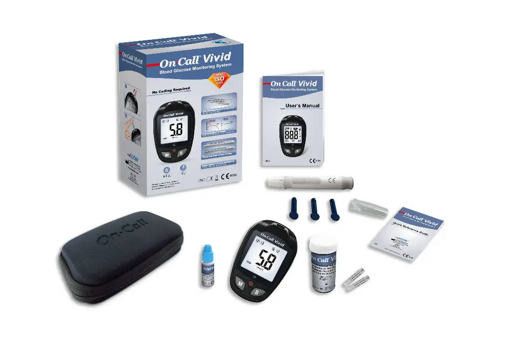 G020208: 01 máy đo đường huyết On Call® Vivid, 01 x hộp 25 que thử On Call® Vivid (đóng vỉ)