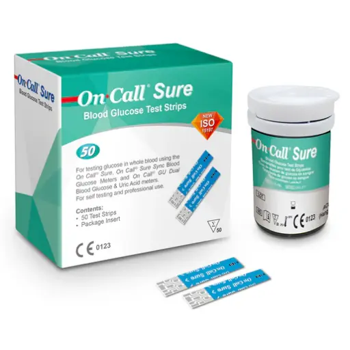 [G135-10U-1/50] Que thử đường huyết [On Call® Sure Blood Glucose Test Strips] (Lọ 50)