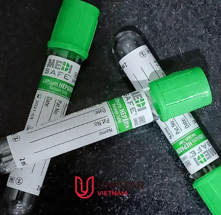 [LIHE02] Ống nghiệm máu chân không Heparin KT 13*75mm, 2ml(Lithium) (PET, nắp màu xanh)[Medisafe® Heparin tube, 13*75mm - PET, Lithium Heparin, 2ml green cap] (Khay 100)