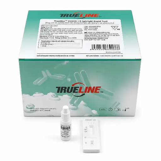 [MICO-402 (A40)] Khay thử xét nghiệm định tính kháng thể IgM, IgG kháng vi rút SARS-CoV-2 [Trueline™ COVID-19 IgG/IgM Rapid Test] (Hộp 40)