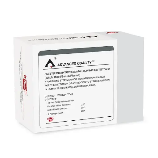 [ITP03004-DS50] Que thử xét nghiệm định tính kháng thể kháng Syphilis [Advanced Quality™ Diagnostic Kit for Antibody to Treponema Pallidum (Colloidal Gold)] (Hộp 50)