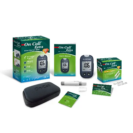 G020209: 01 máy đo đường huyết [On Call® OGM-191 Extra Blood Glucose Meter], 01 x hộp 25 que thử [On Call® Extra] (đóng vỉ) (Gói 1)